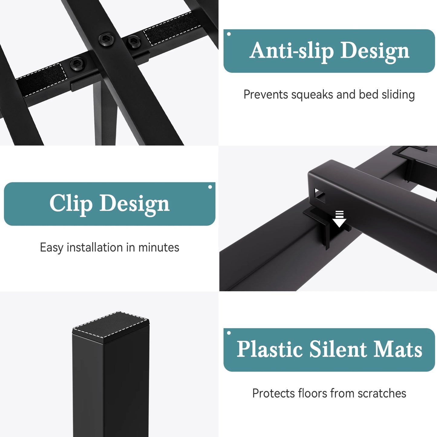 14'' Metal Bed Frame with Headboard & Footboard