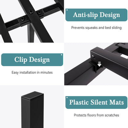 14'' Metal Bed Frame with Headboard & Footboard