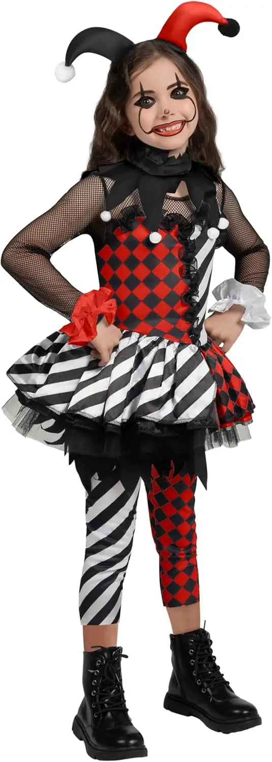 Girls Evil Clown Costume for Halloween