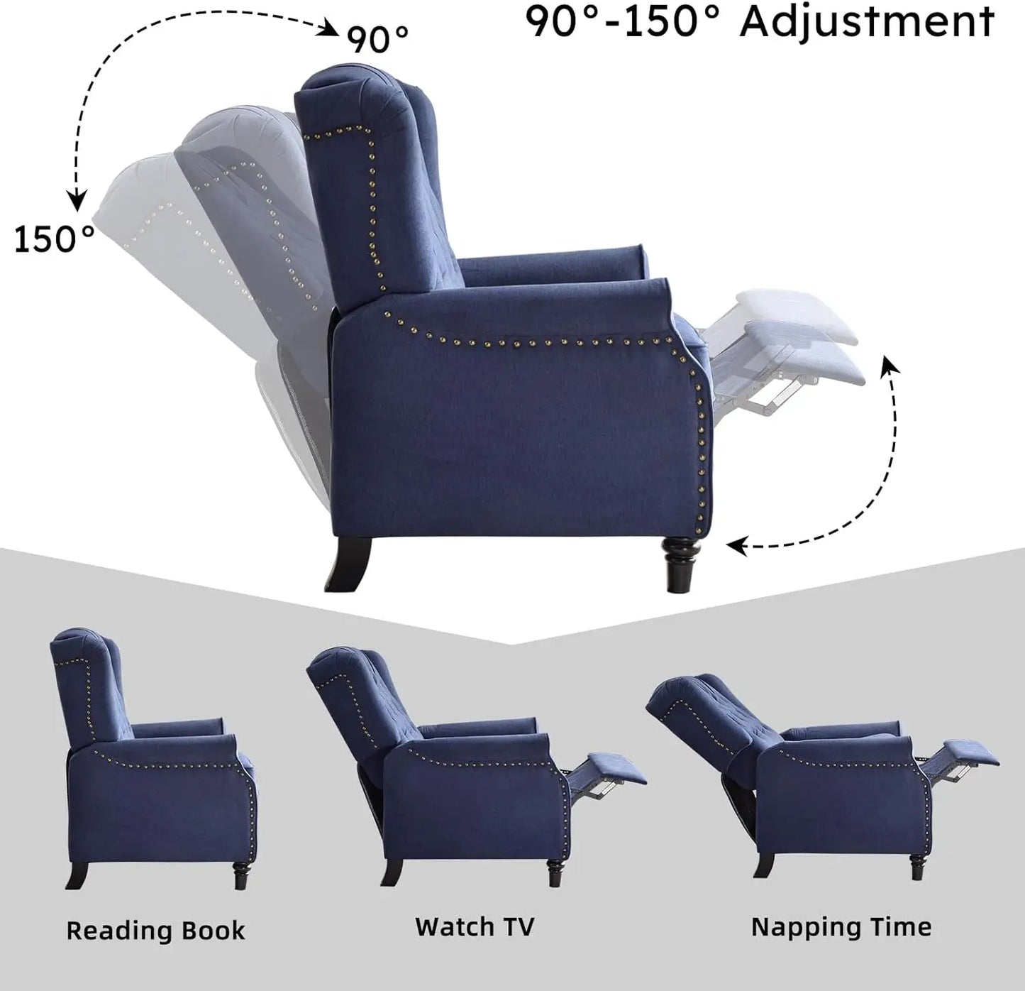 Push Back Recliner Fabric Lounge Armchair