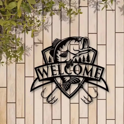 Welcome Bass Fishing Metal Sign Home Decor