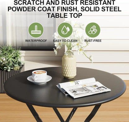 3-Piece Folding Bistro Set. Patio Furniture. Black