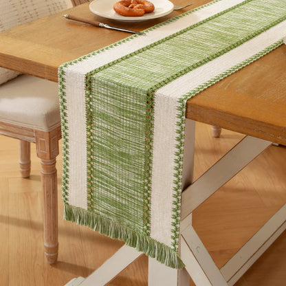 Macrame Style Bicolor Stitching Table Runner