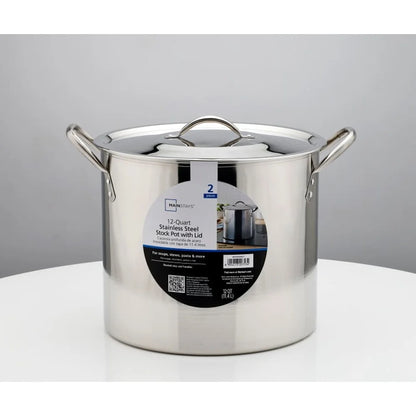 Stainless Steel Stock Pot with Metal Lid