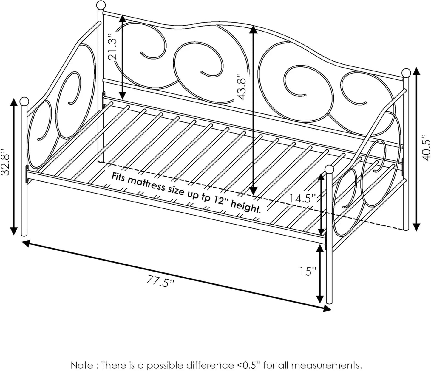 Metal Daybed, Twin, White