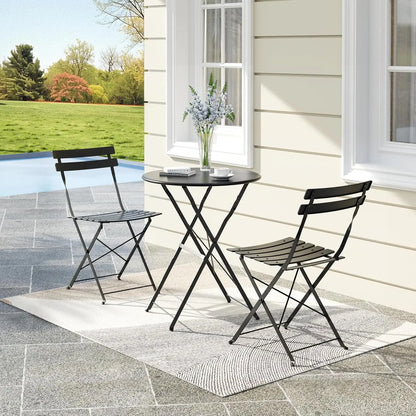 3-Piece Folding Bistro Set. Patio Furniture. Black