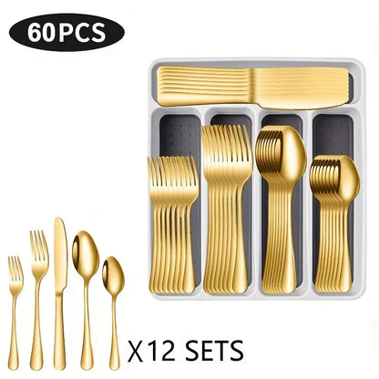 60 Pieces Cutlery Set with Drawer Storage