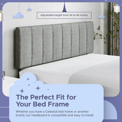 Vertical Channel-Tufted Upholstered Headboard, Wall Bed Frame