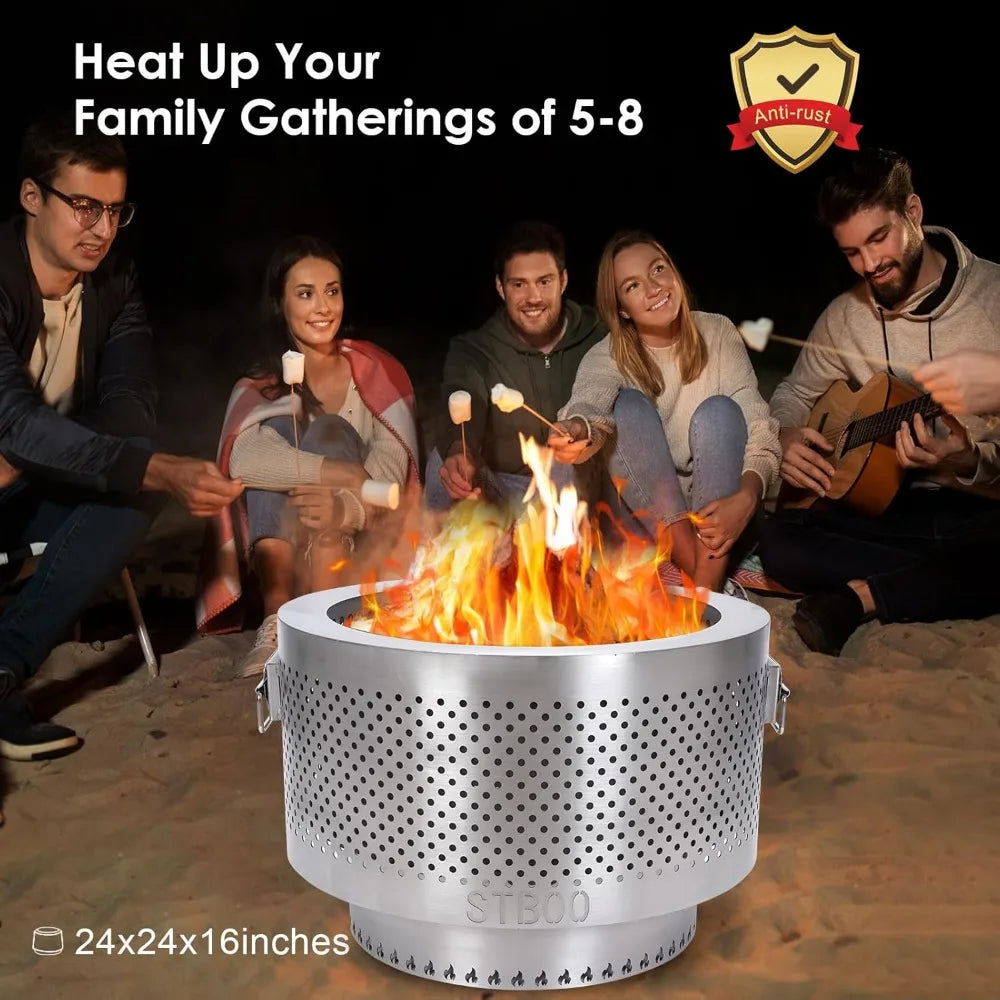 Fire Pit for Outside with Portable Storage