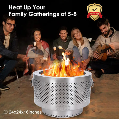 Fire Pit for Outside with Portable Storage