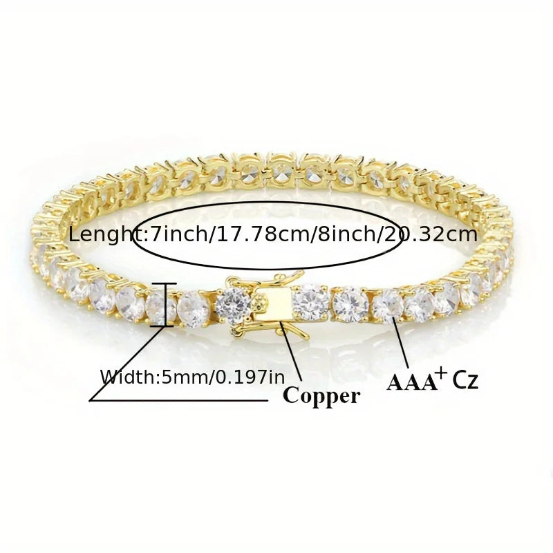 New Pure Copper Zirconia Tennis Chain Bracelet
