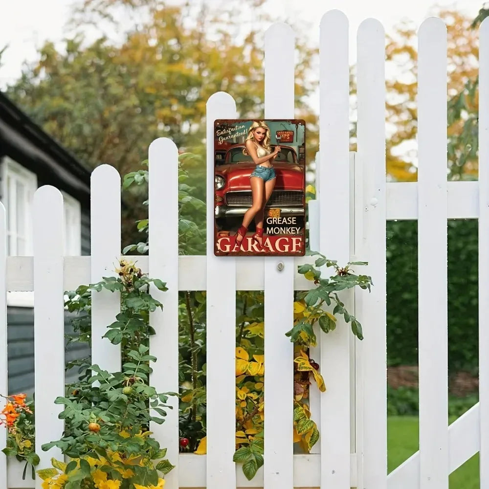 Retro Decor Monkey Goddess Distressed Tin Sign