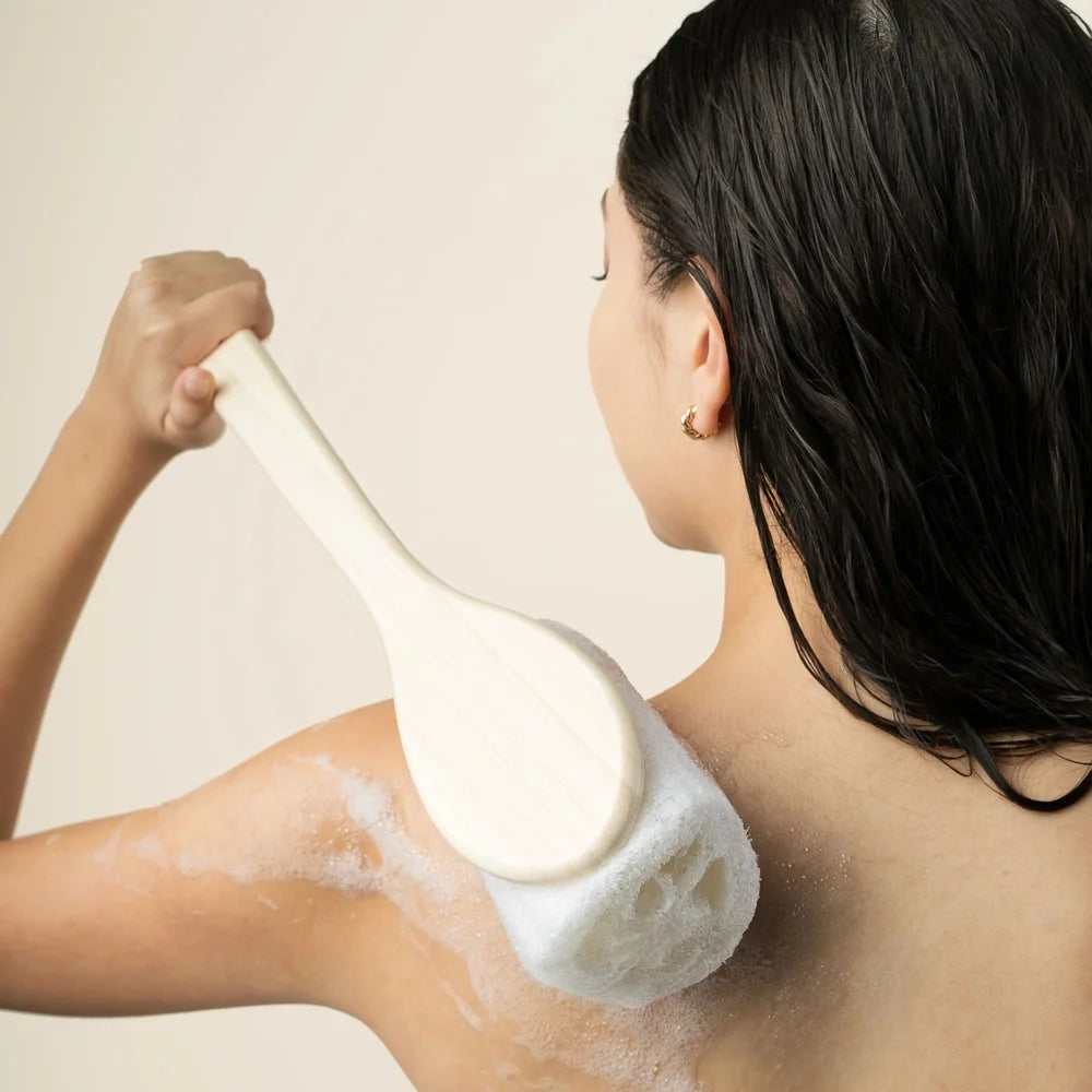 Natural Loofah Bath Brush Long Handle Exfoliating
