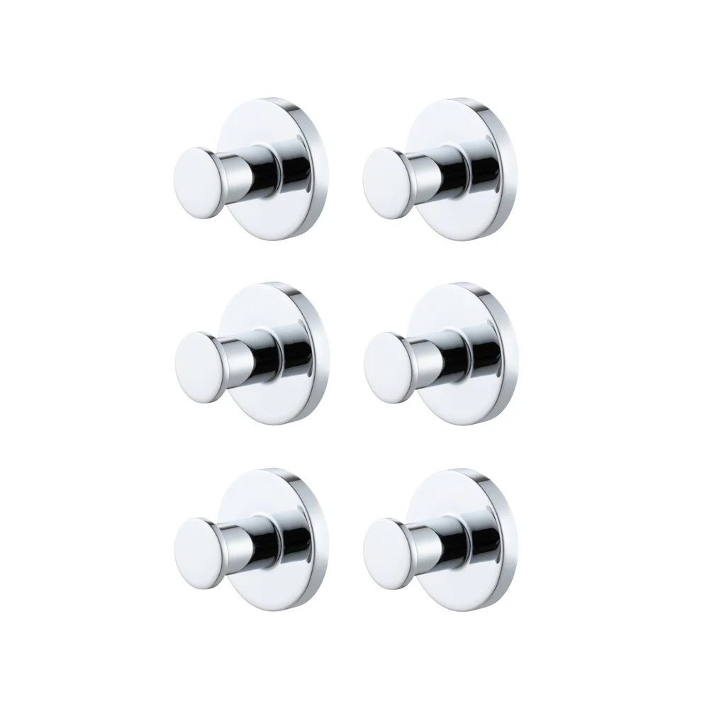 Modern Chrome Bath Hook Set 6 Pack