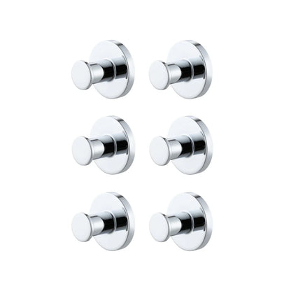 Modern Chrome Bath Hook Set 6 Pack