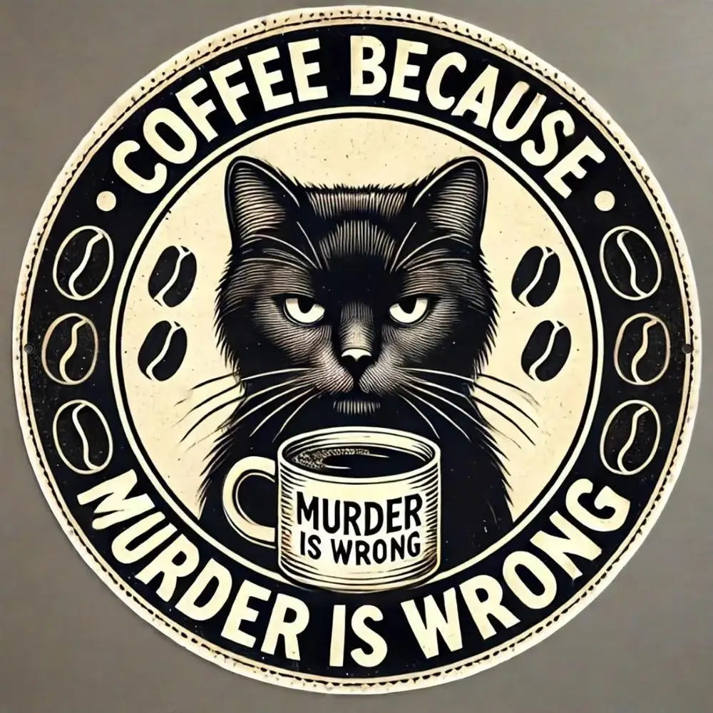 Retro Coffee Sign. Round Metal Aluminum Art