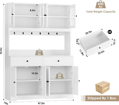 71" LED Kitchen Pantry Cabinet with Outlet