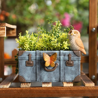 Vintage Luggage Resin Succulent Planter Retro Style