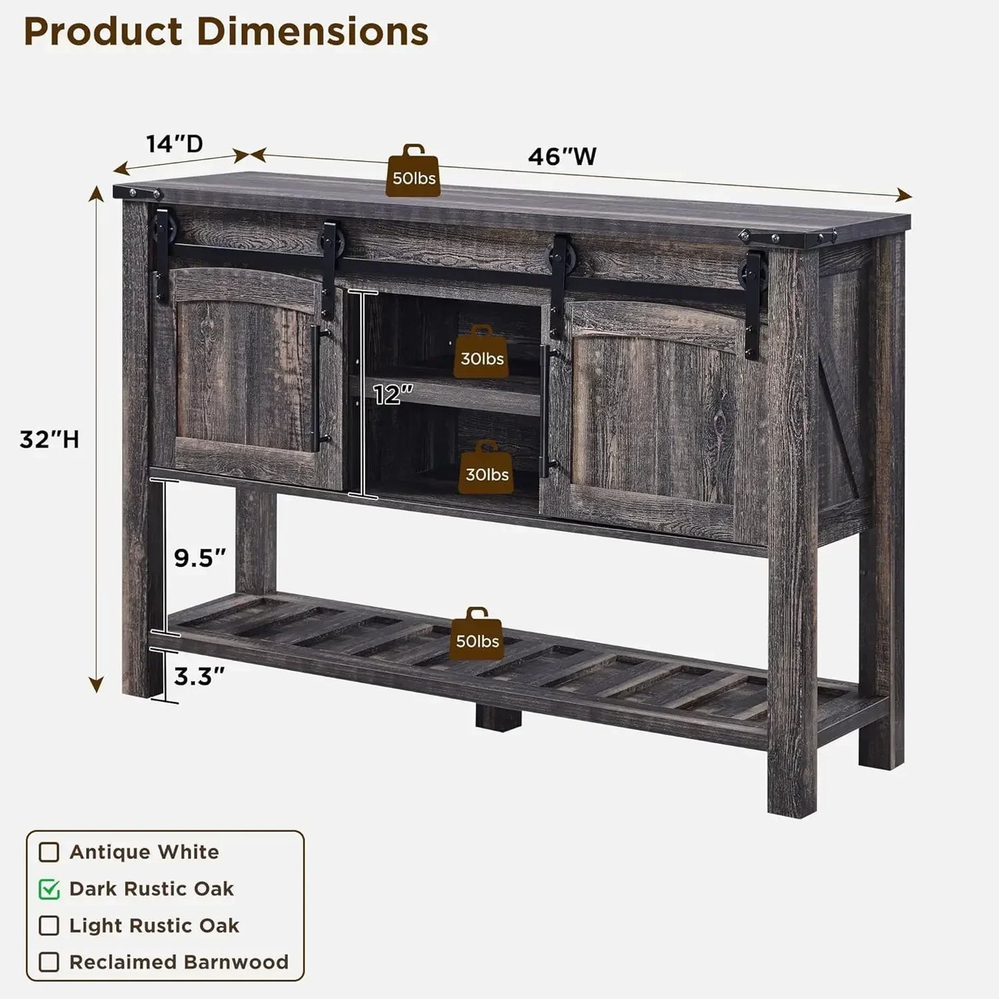Farmhouse Entryway Table with Sliding Arch Doors