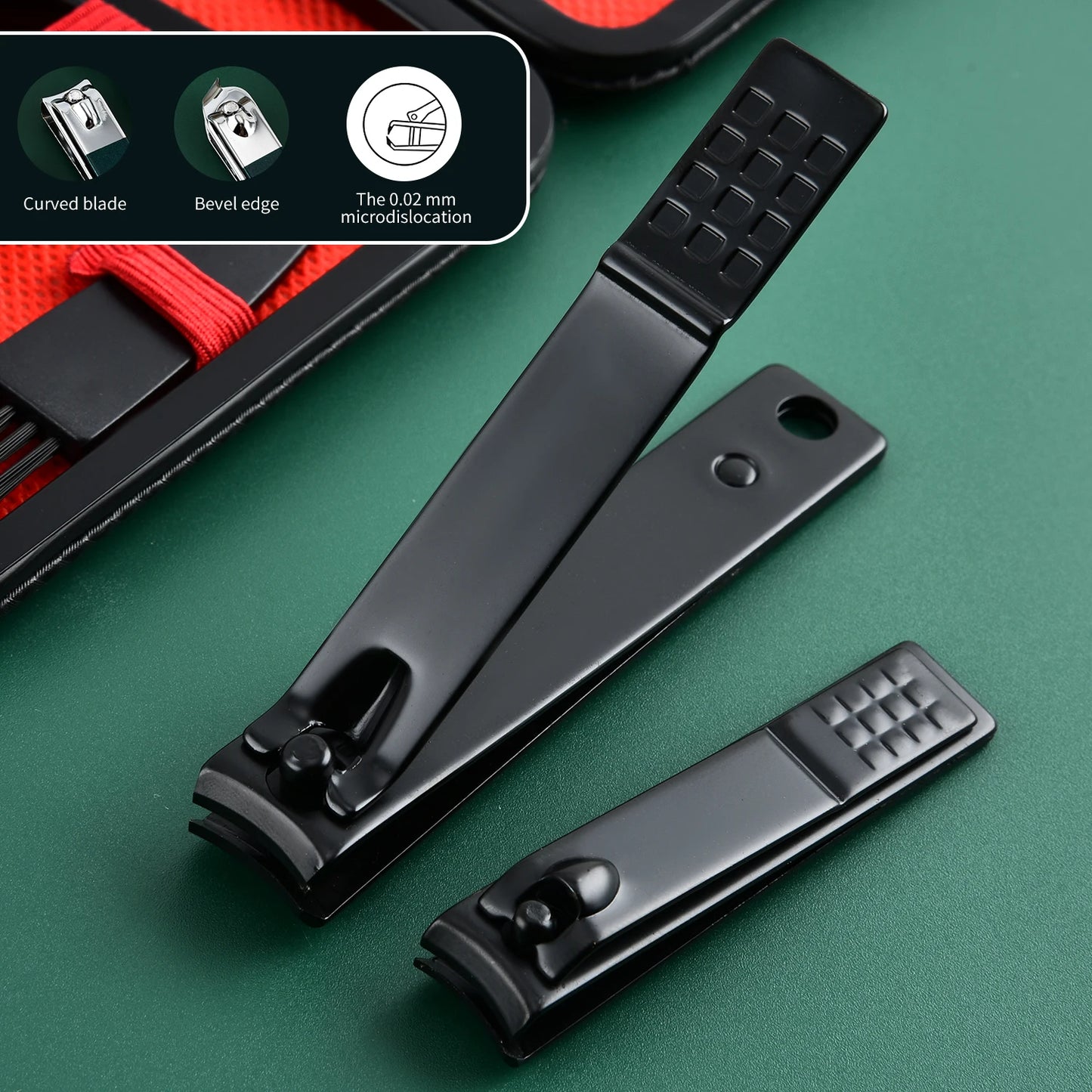 24pcs Black Nail Clippers Kit, Ultra Sharp