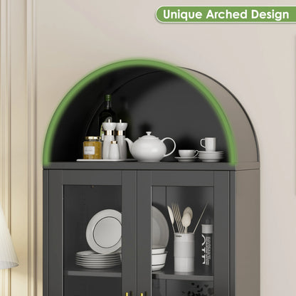 Locking 73'' Tall Metal Arched Display Cabinet