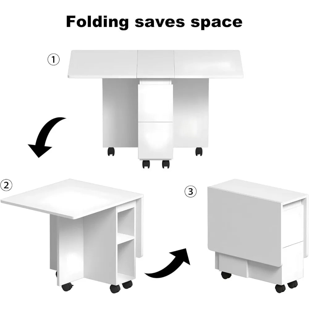 Space-Saving Folding Drop Leaf Dining Table