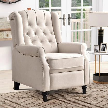 Push Back Recliner Fabric Lounge Armchair