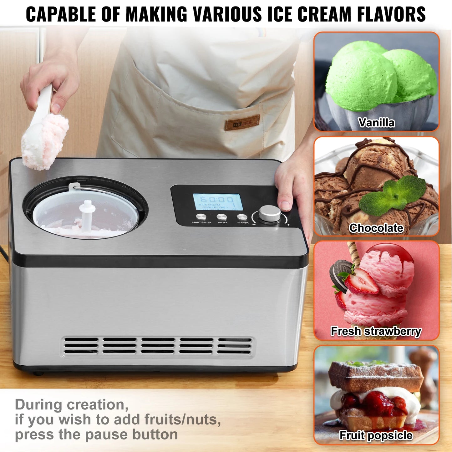Ice Cream Maker with Built-in Compressor