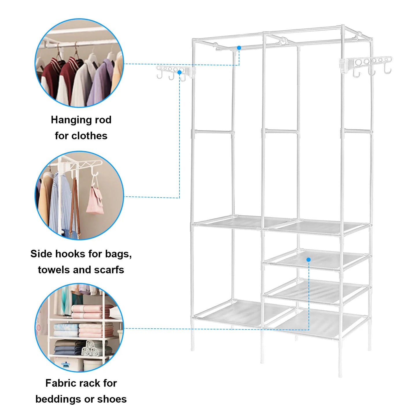 Metal Garment Clothing Rack Shoe Clothing Organizer