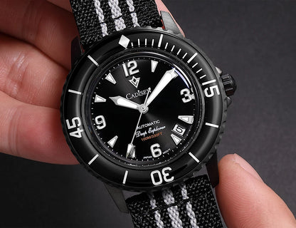 Men's Automatic Mechanical Watch Canvas Strap Wristwatch