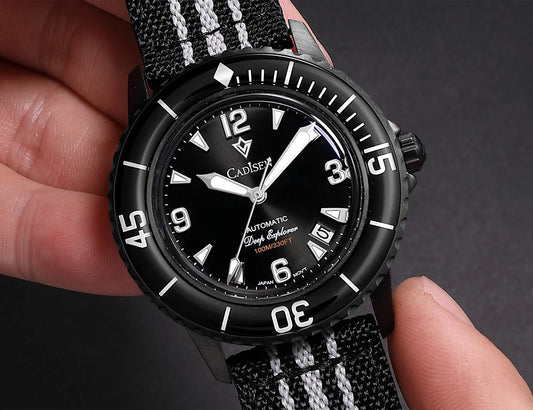 Men's Automatic Mechanical Watch Canvas Strap Wristwatch