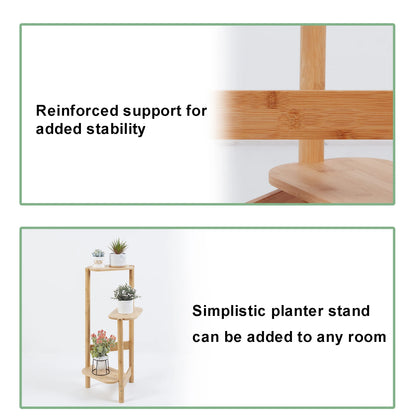 3-Tier Plant Stand Corner Bamboo Plant Shelf