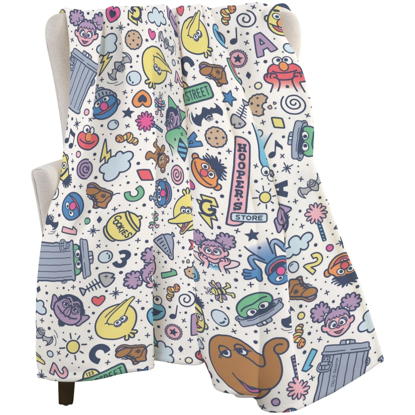 Sesame Street cartoon printed flannel, warm blanket