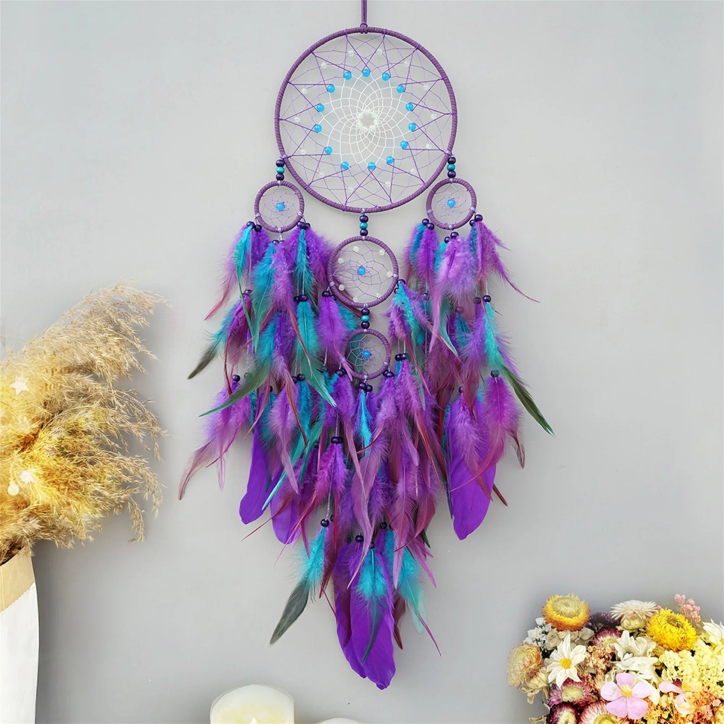 Handmade Dream Catcher with Feathers and Beads