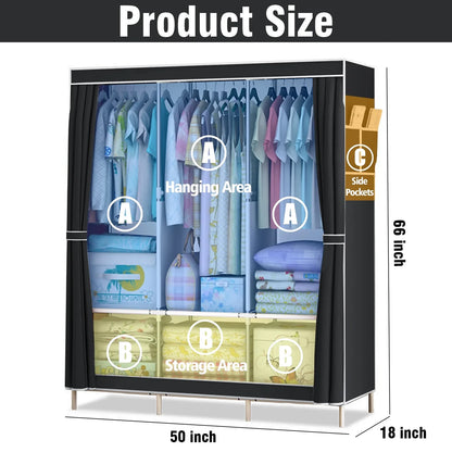 Portable Fabric Wardrobe Organizer Storage Rack