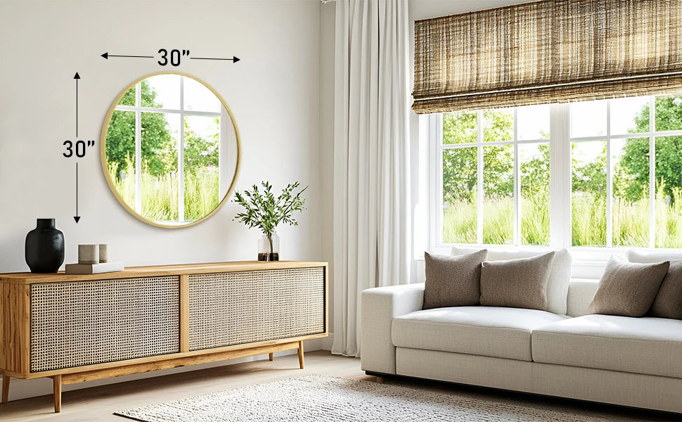 30 Inch Modern Gold Round Vanity Framed Mirror