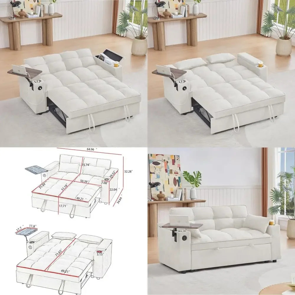 65" Convertible sleeper sofa bed pull-out