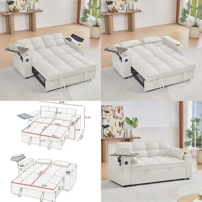 65" Convertible sleeper sofa bed pull-out