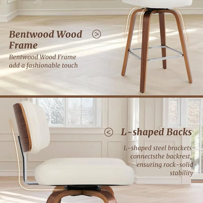 Set of 3 Counter Height Bar Stools with Wood Legs, 26"