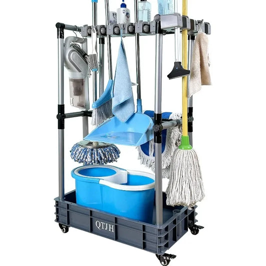 Floor-Standing Multi-Functional Cleaning Tool Organizer