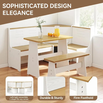Breakfast Nook Kitchen Corner Dining Table Set