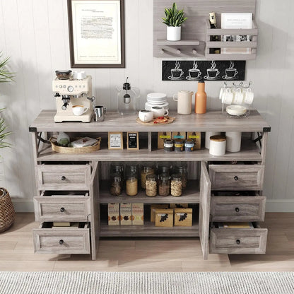Farmhouse Sideboard Buffet Drawers/Open Shelves