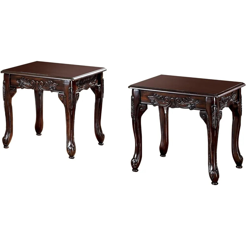 Dark Cherry Solid Wood Coffee Table Set