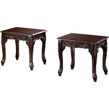 Dark Cherry Solid Wood Coffee Table Set