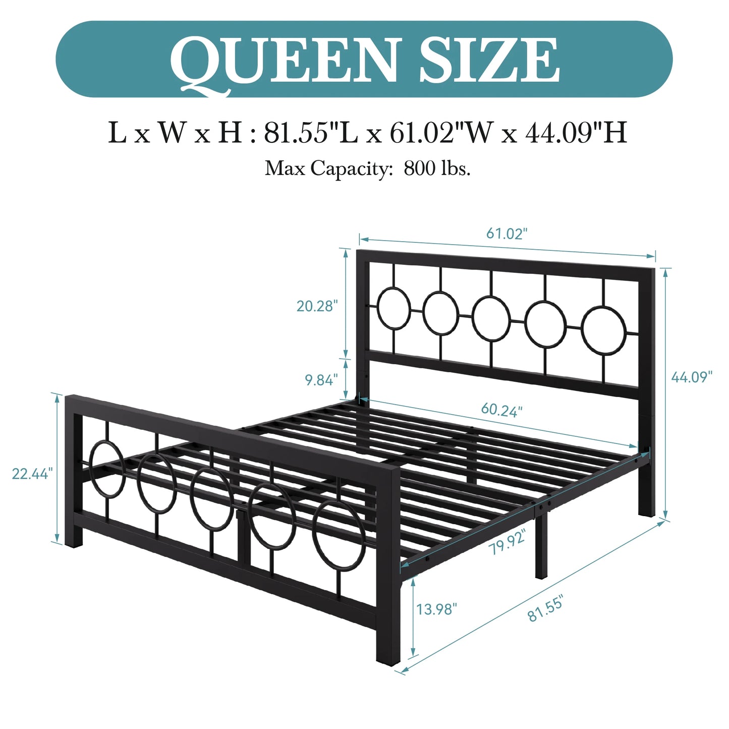 Metal Platform Bed Frame, Circular Design