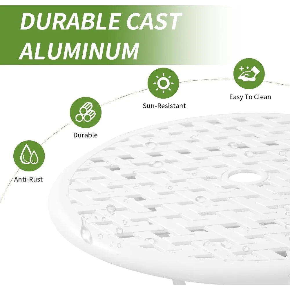 Set of white bistro table and chairs for 2