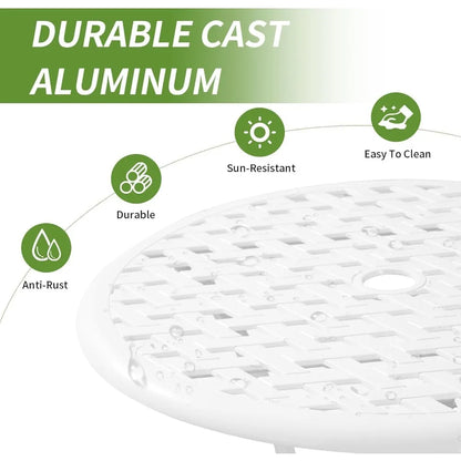 Set of white bistro table and chairs for 2