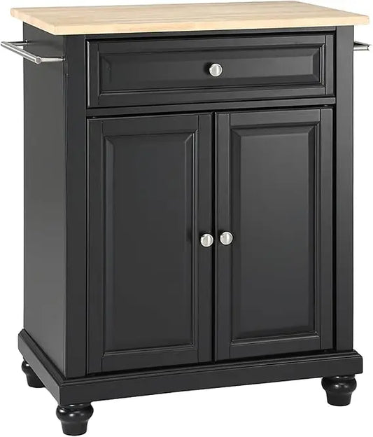 Style Mobile Kitchen Island with Wood Top