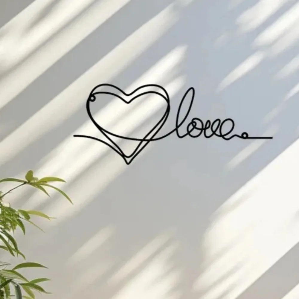 Sleek Iron Heart Wall Decor Love Line