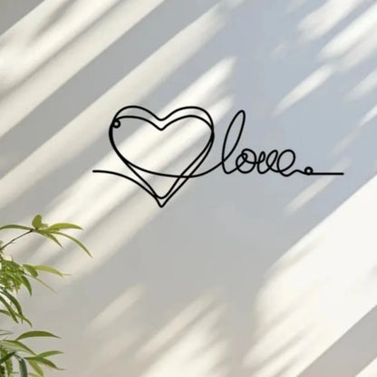 Sleek Iron Heart Wall Decor Love Line